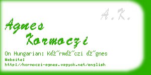 agnes kormoczi business card